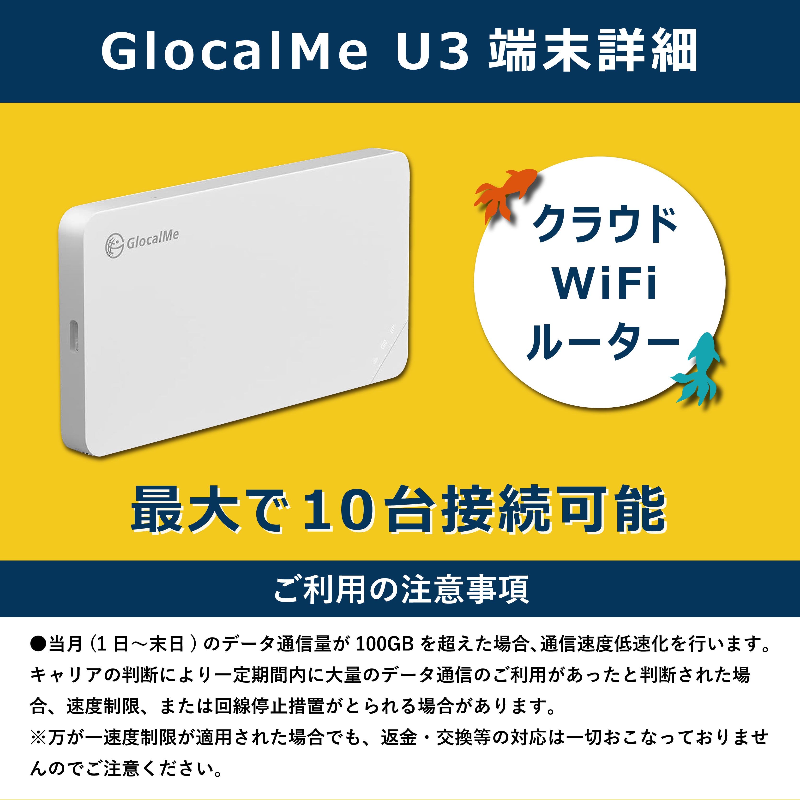 【延長】【30日お試しプラン】GlocalMe U3  100GB/月 Wi-Fiレンタル
